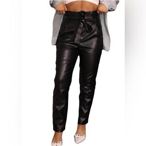 Le Lis black faux leather paper bag pants, medium